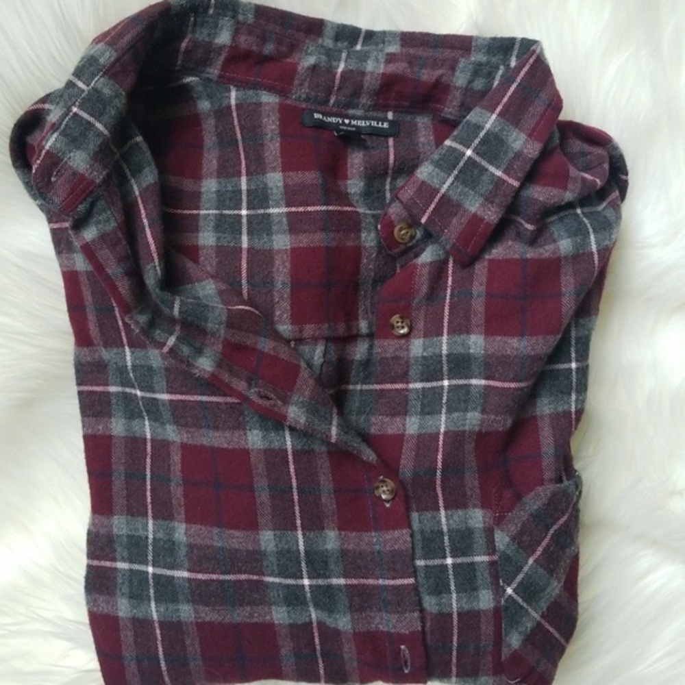 Brandy Melville Burgundy and Grey Flannel